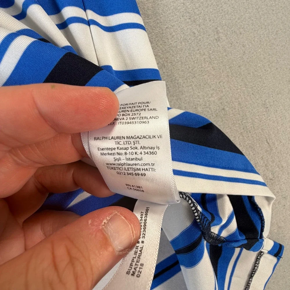 Polo Ralph Lauren Performance Polo Shirt Mens XL Blue White Striped Preppy